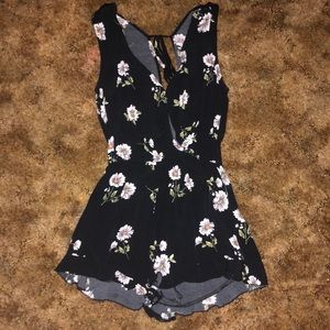 Black floral romper.